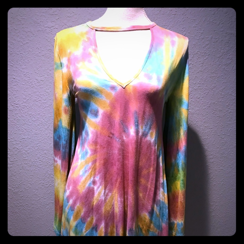 tie dye jersey hippie dress shirt